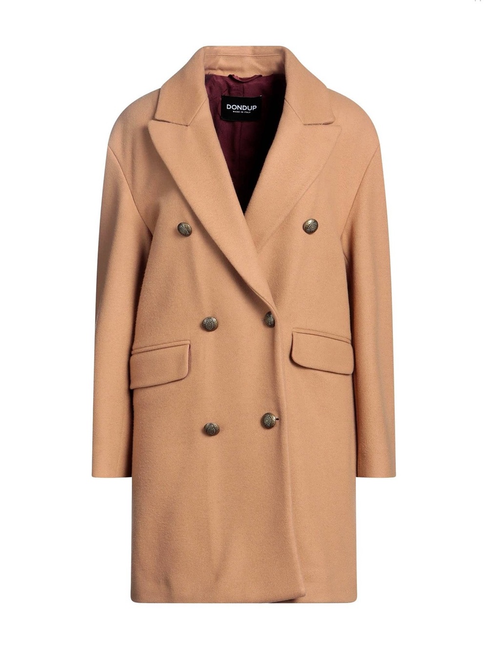 Dondup Double-Breasted Tan Wool Pea Coat Size 6